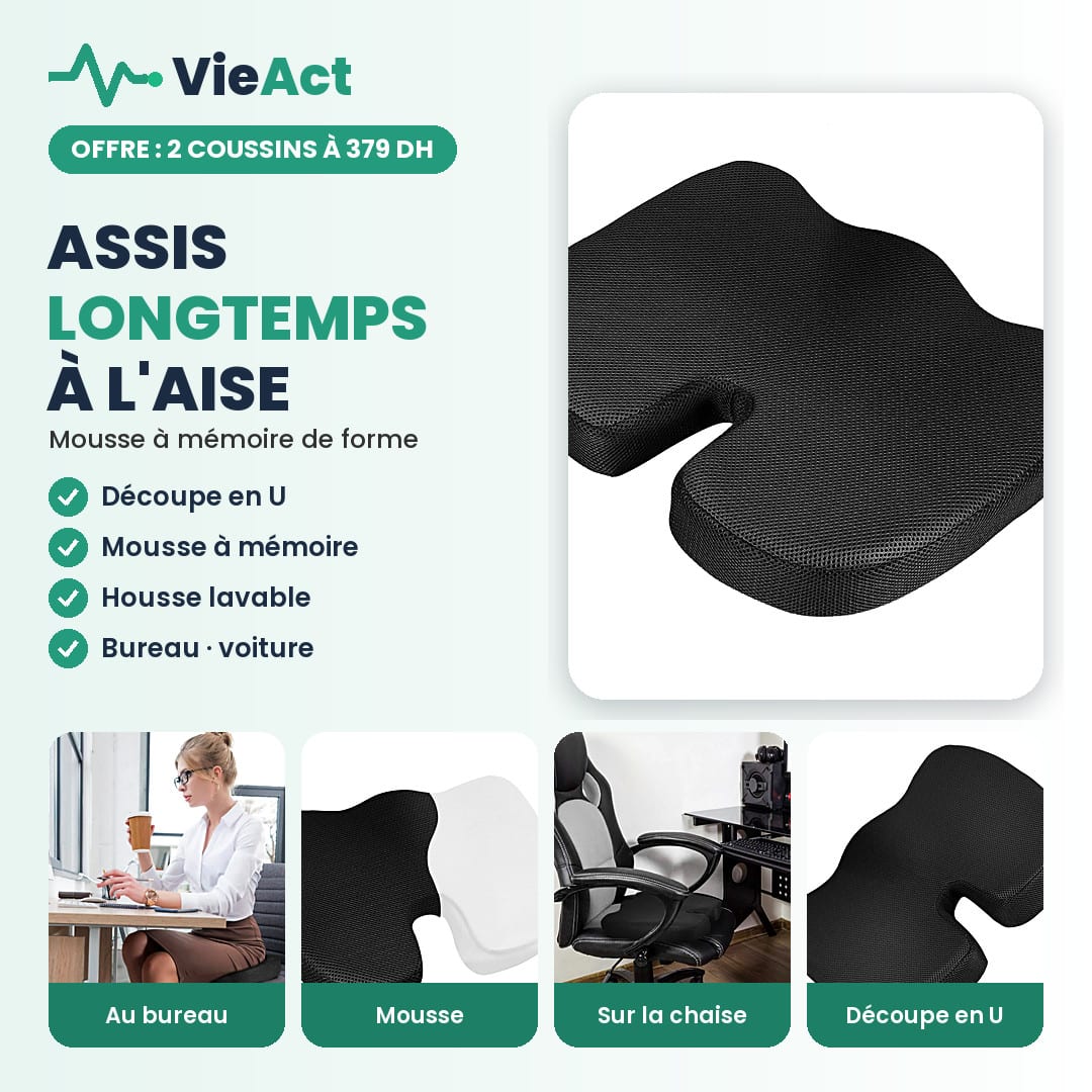 Coussin d'assise coccyx à mémoire de forme, photo 1