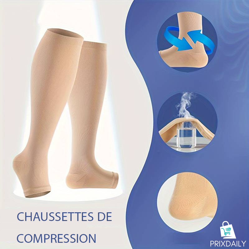 Chaussettes de compression à fermeture éclair